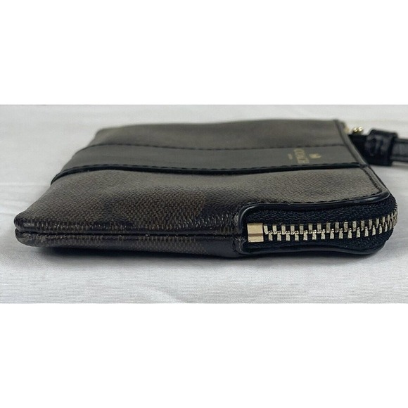 Coach Wallet Corner Zip Signature PVC Wristlet Two-Tone Dark Brown EUC Wallet - Picture 5 of 15